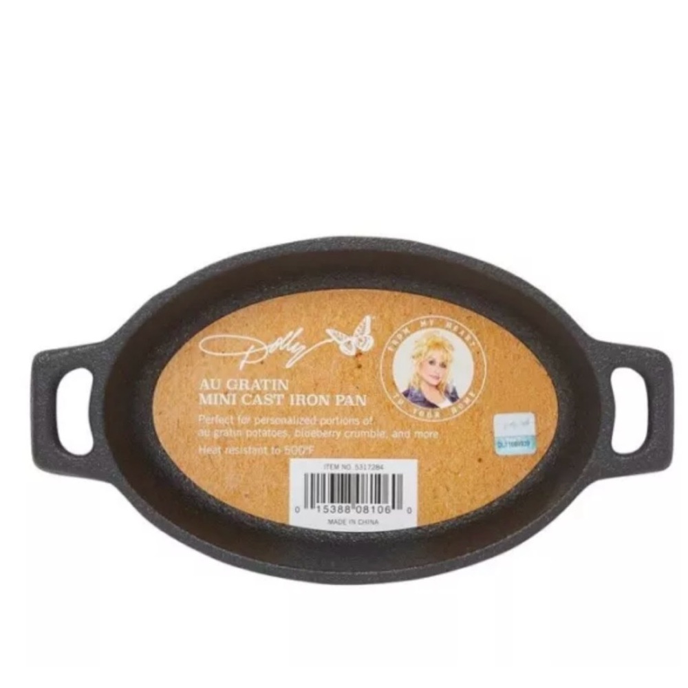 Dolly Parton’s Au Gratin Mini Cast Iron Pan-3 Cheese Spreaders-2 Pot Holders - Picture 3 of 9